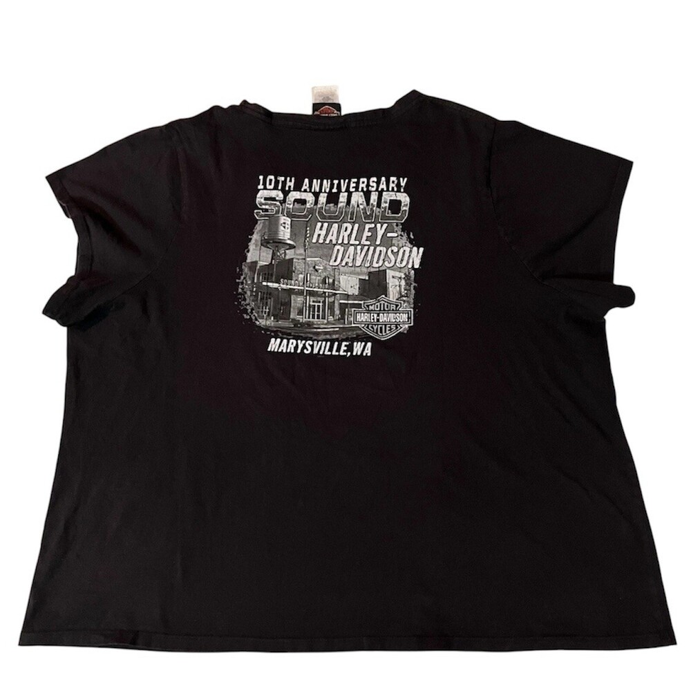 Vintage Harley-Davidson Top Black Marysville, WA Biker Shield Womens 3XL Shirt